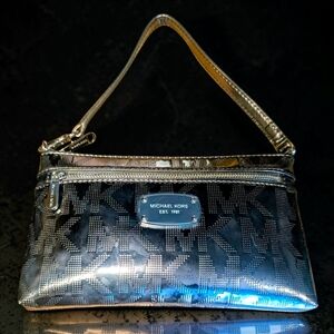 Michael Kors Jet Set Monogram Double Zip Metallic Wristlet